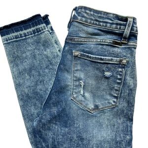 KANCAN Skinny Jeans High Rise Acid Wash Stretch Denim Distressed Size 28